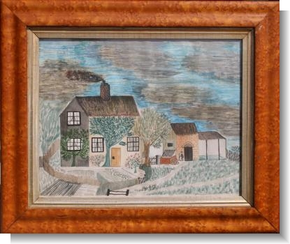 Na�ve Watercolour of Farmhouse c.1850 