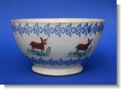 LARGE BOWL WITH STAGS three colour.